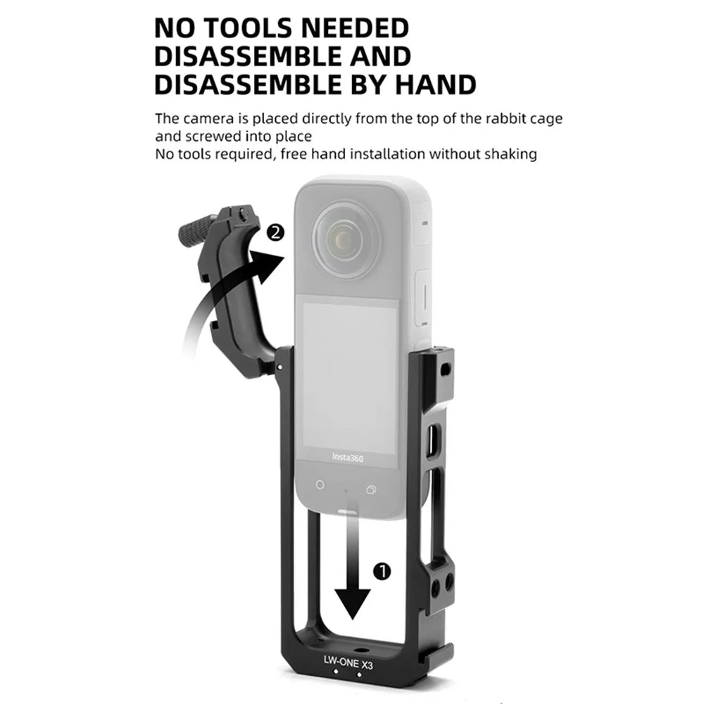 YELANGU LW-ONE X3 For Insta360 ONE X3 Lightweight Aluminum Alloy Camera Video Cage Vlogging Movie Making Tool - 7