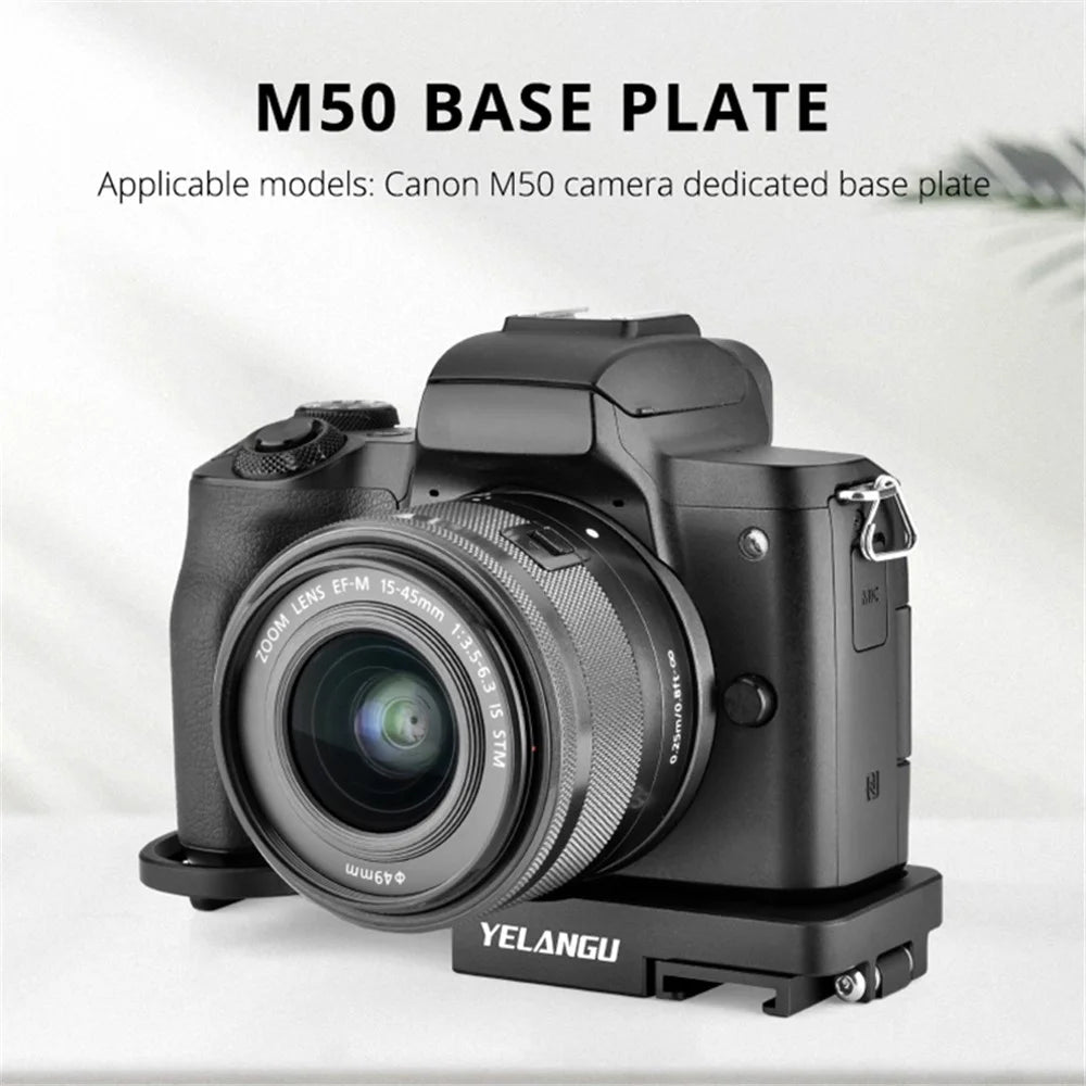 YELANGU CL13 For Canon M50 CNC Aluminum Alloy Camera Base Plate with Battery Opening - 4
