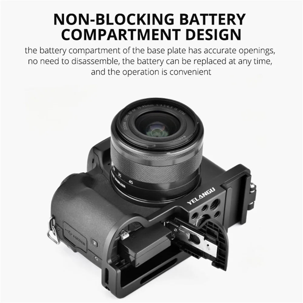 YELANGU CL13 For Canon M50 CNC Aluminum Alloy Camera Base Plate with Battery Opening - 6
