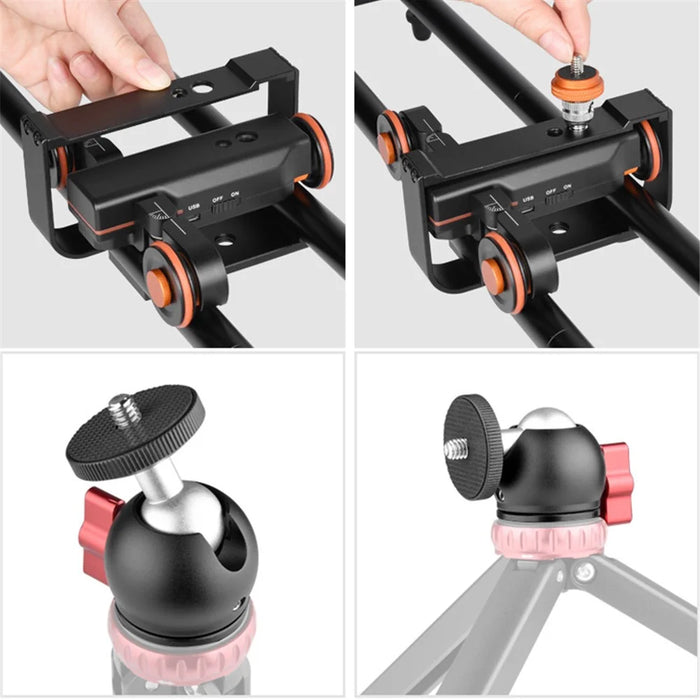 YELANGU L4X-BC Video Camera Dolly 3-Speed Motorized Electric Track Rail Slider Dolly Car for DSLR Camera  /  Camcorder - 4
