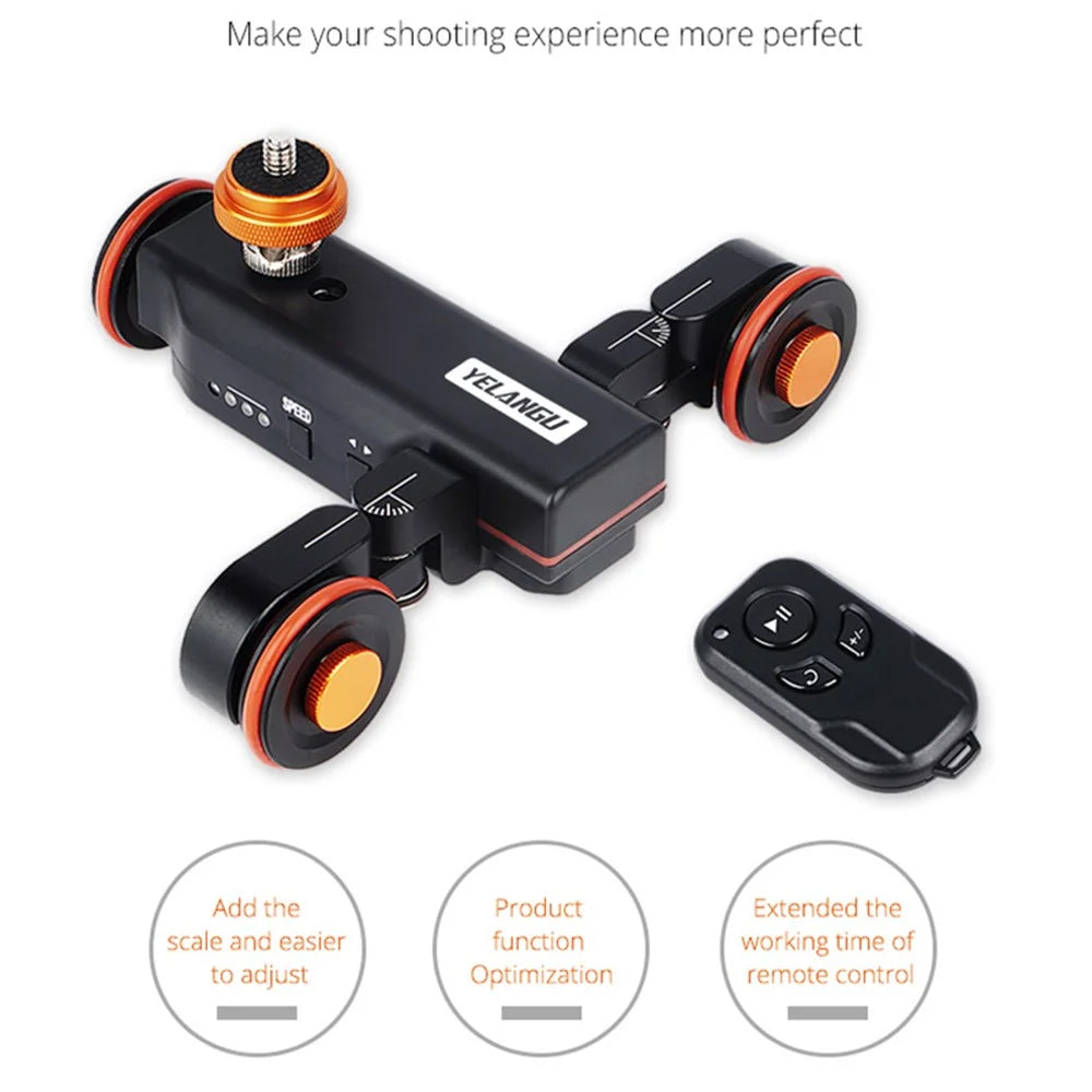 YELANGU L4X-BE Camera Dolly + Camera Slider Set 3-Speed Electric Dolly Car with 60cm Aluminum Alloy Track Rail and Remote - 5