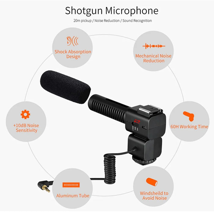 ORDRO CM520 3.5mm Plug Video Recording Shotgun Microphone Noise Reduction Mic for Camera - 4