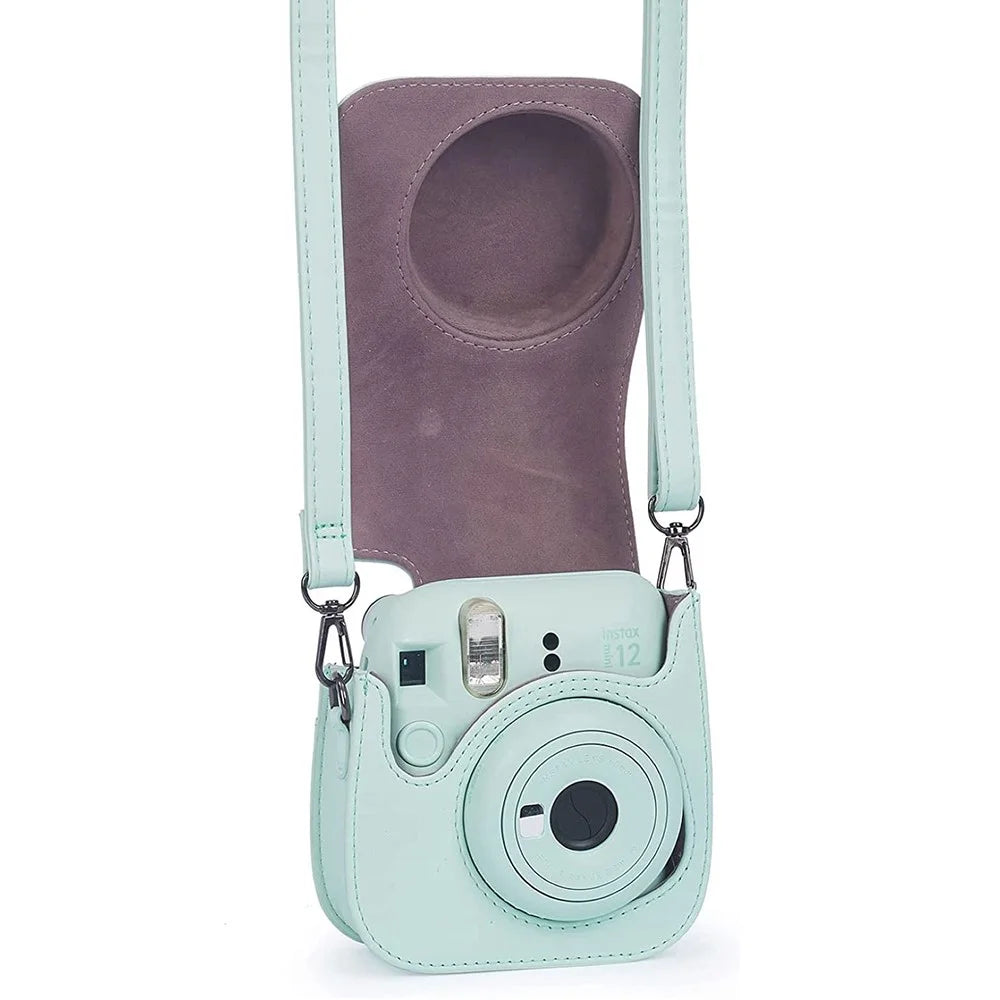 For Fujifilm Instax mini 12 / 11 / 9 / 8+ / 8 PU Leather Camera Bag with Photo Frame Album Stickers Kit Set - Mint Green - 2