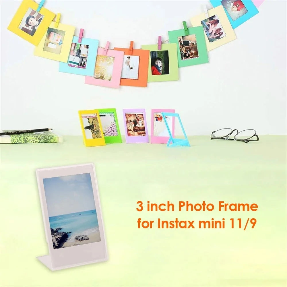 3Pcs Acrylic Photo Frame for Fujifilm Instax Mini 12 / 11 / 9 / 8 Tabletop Transparent Display 3" Photo Album Stand - 4