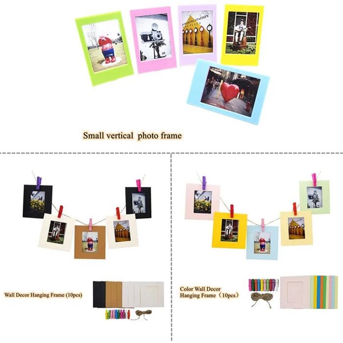 For Instax 3-inch Photos 256 Pockets PU Leather+PVC Album Frame Stickers Set 7-in-1 Accessories Kit - White - 3