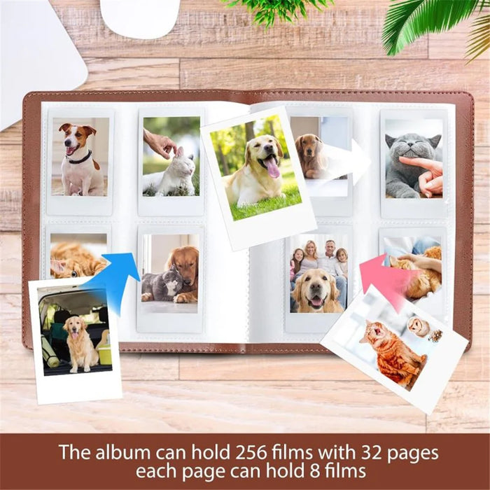 For Instax 3-inch Photos 256 Pockets PU Leather+PVC Album Frame Stickers Set 7-in-1 Accessories Kit - White - 6