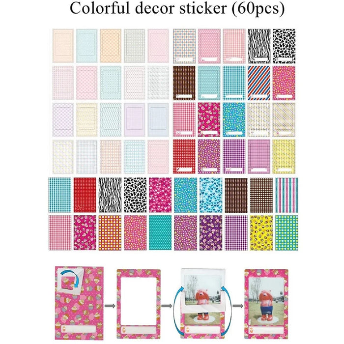 For Instax 3-inch Photos 256 Pockets PU Leather+PVC Album Frame Stickers Set 7-in-1 Accessories Kit - White - 7