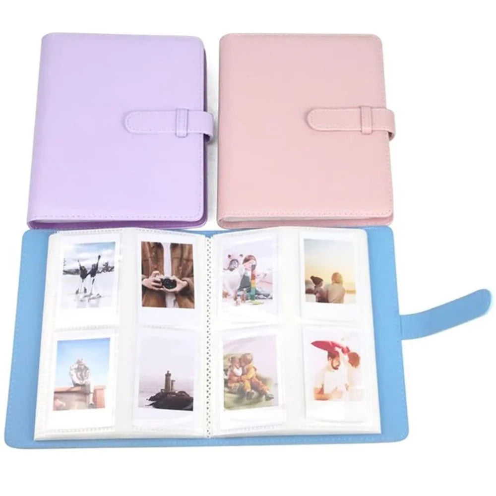 For Instax 3-inch Photos Storage Album 256 Pockets PU Leather Photo Storage Book - Blue - 2