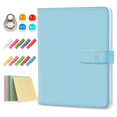For Fujifilm Instax Mini 11 / 12 Instant Camera Accessories Kit with PU Leather Album, Filters, Photo Frames - Blue - 1