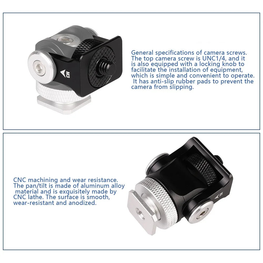 C037 360-Degree Rotating Gimbal for SLR Camera Quick Release Mount Adapter with Hot Shoe, 1 / 4 Screw Hole - 5