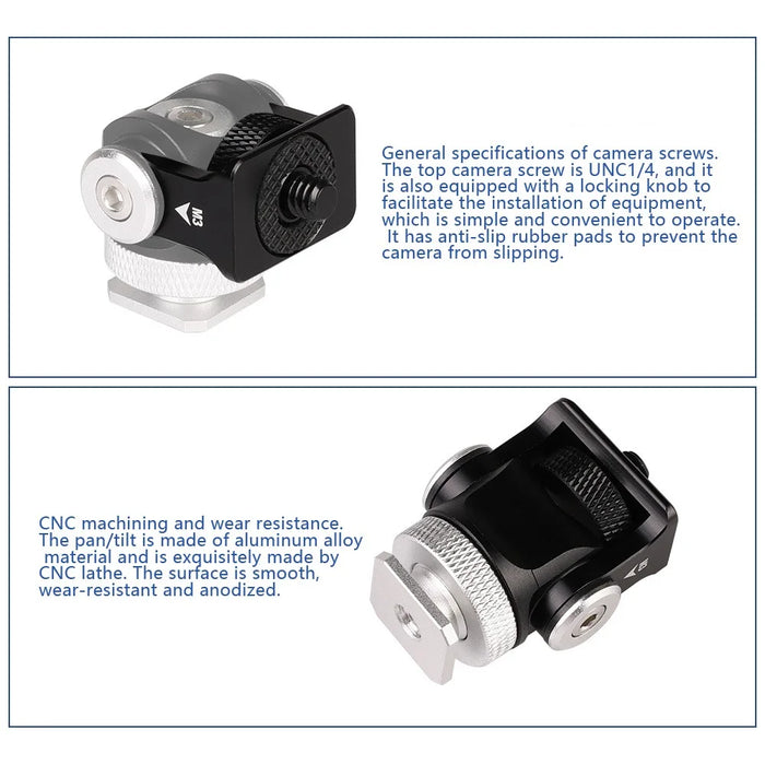 C037 360-Degree Rotating Gimbal for SLR Camera Quick Release Mount Adapter with Hot Shoe, 1 / 4 Screw Hole - 5