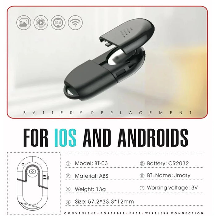 JMARY BT-03 Portable Wireless Bluetooth-compatible Selfie Remote Control for iOS / Android - 3