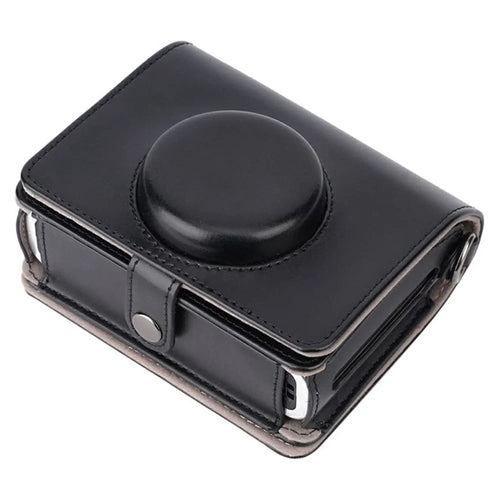 For Instax mini Evo PU Leather Retro Camera Bag Anti-drop Protective Cover with Shoulder Strap - Black - 1