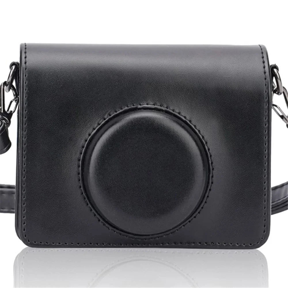 For Instax mini Evo PU Leather Retro Camera Bag Anti-drop Protective Cover with Shoulder Strap - Black - 3