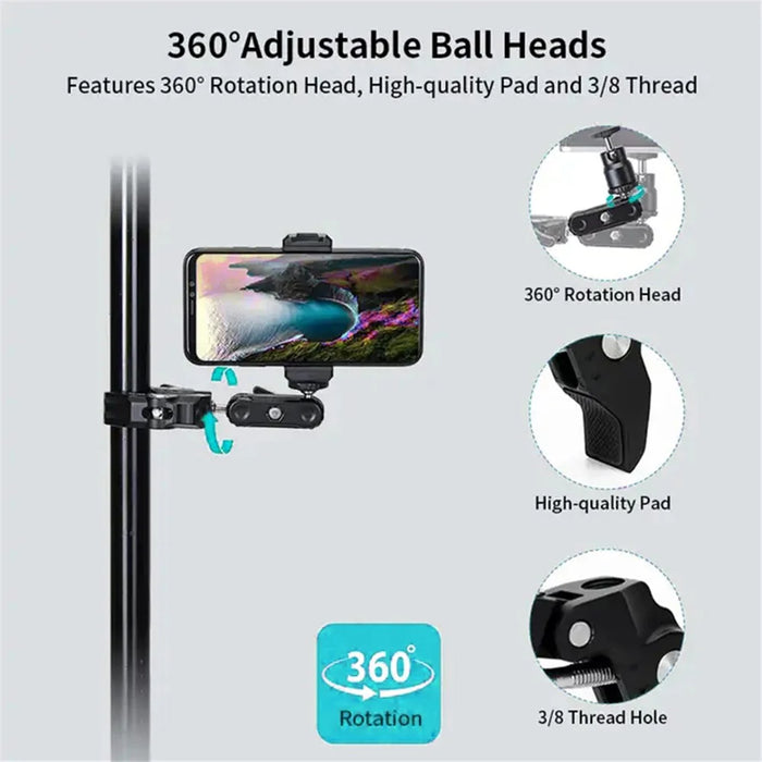 JMARY SR-56 For GoPro Action Camera Phone Holder Aluminum Camera Mount Clamp - 3