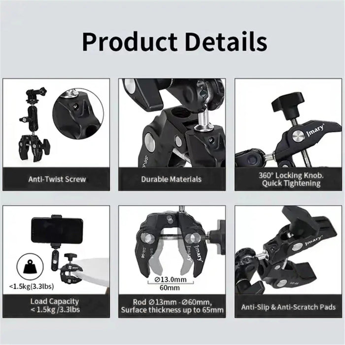 JMARY SR-56 For GoPro Action Camera Phone Holder Aluminum Camera Mount Clamp - 4