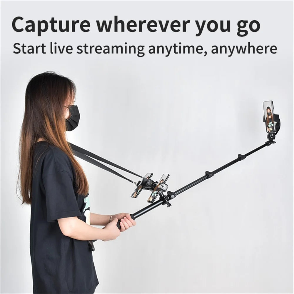 YELANGU LW103 Outdoor Cell Phone Selfie Stick with 4 Clips, Handheld Phone Holder - 6