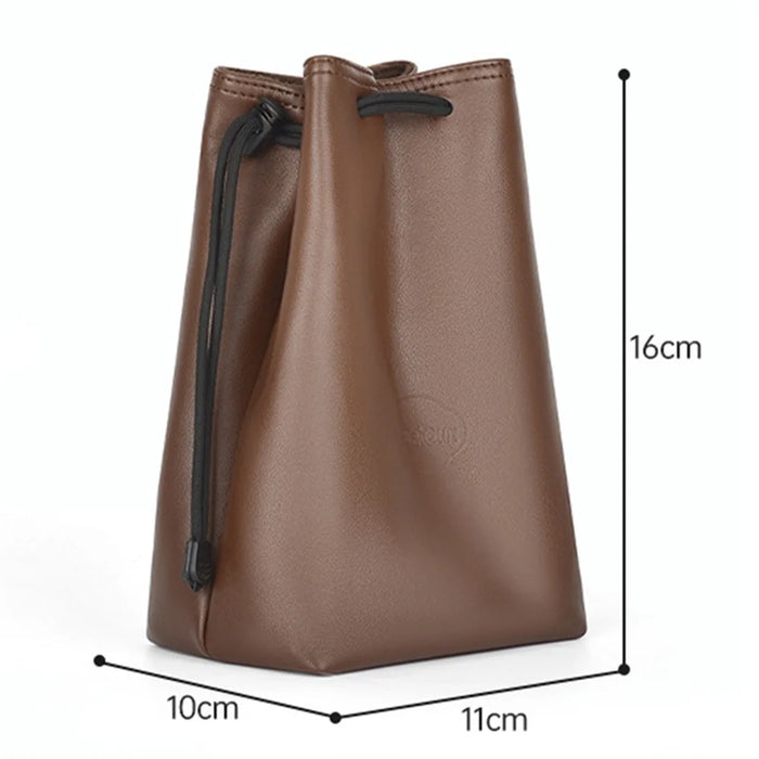 CWATCUN H60 Camera Lens Bag for Canon Nikon Sony PU Leather Drawstring Pouch, Size S - 5