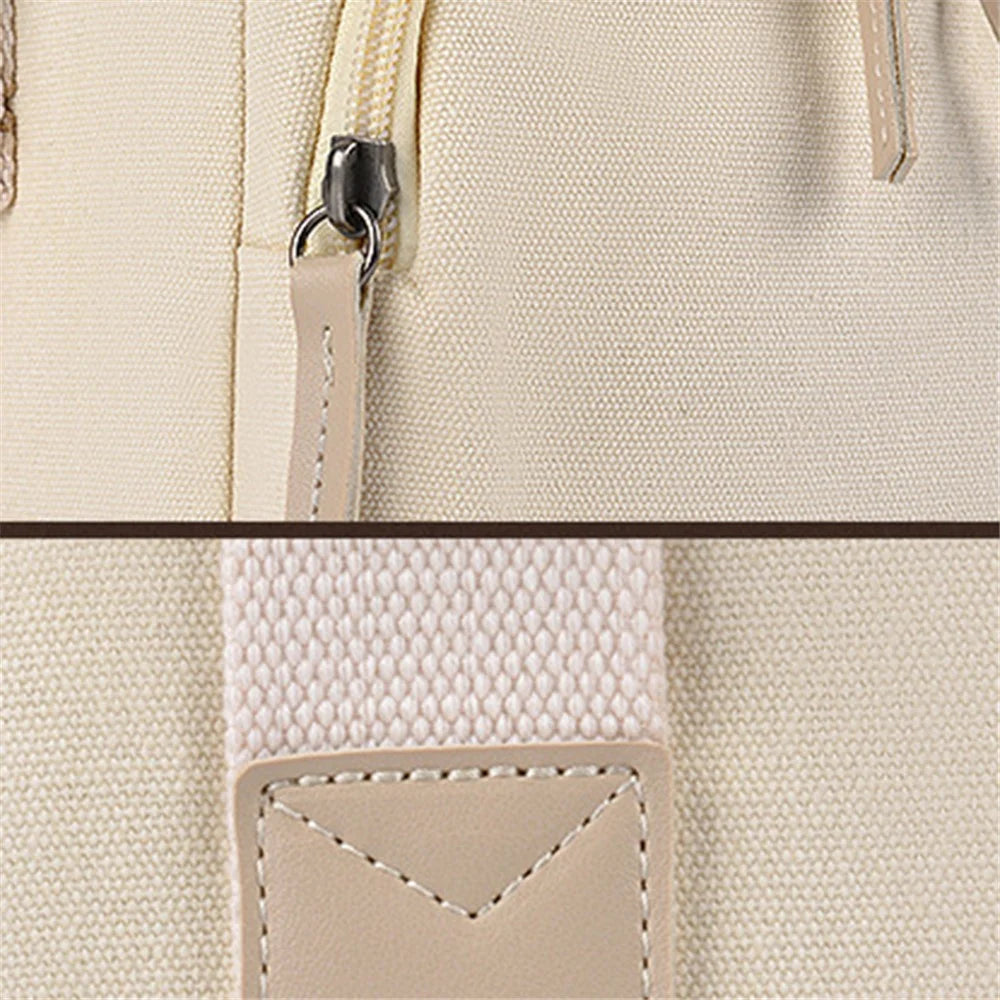 CWATCUN N1 Size M Portable Canvas Camera Storage Crossbody Bag for 1 Camera + 2 Lens - Beige - 7