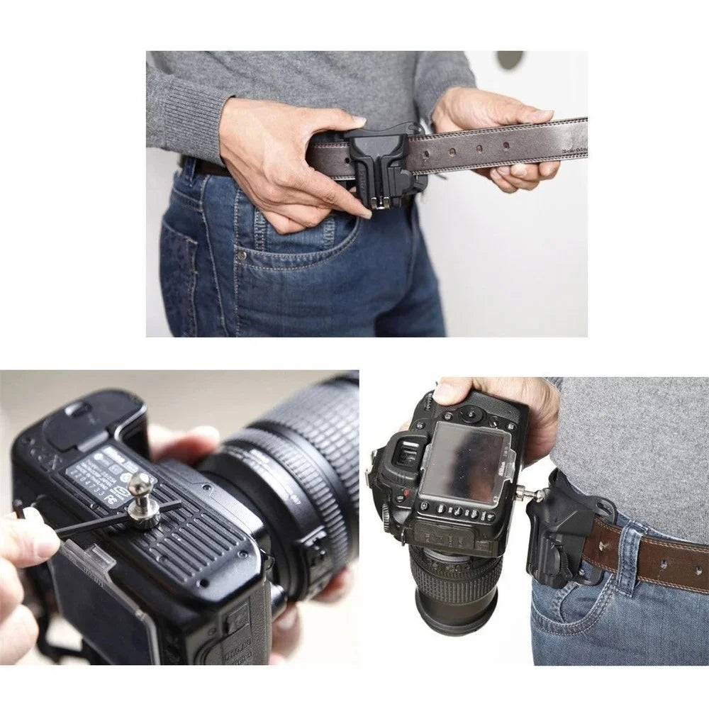A649 Closed ABS+Metal Camera Belt Clip Waist Belt Holster Holder 1 / 4 Inch Screw Mount Quick Release Hanger - 7