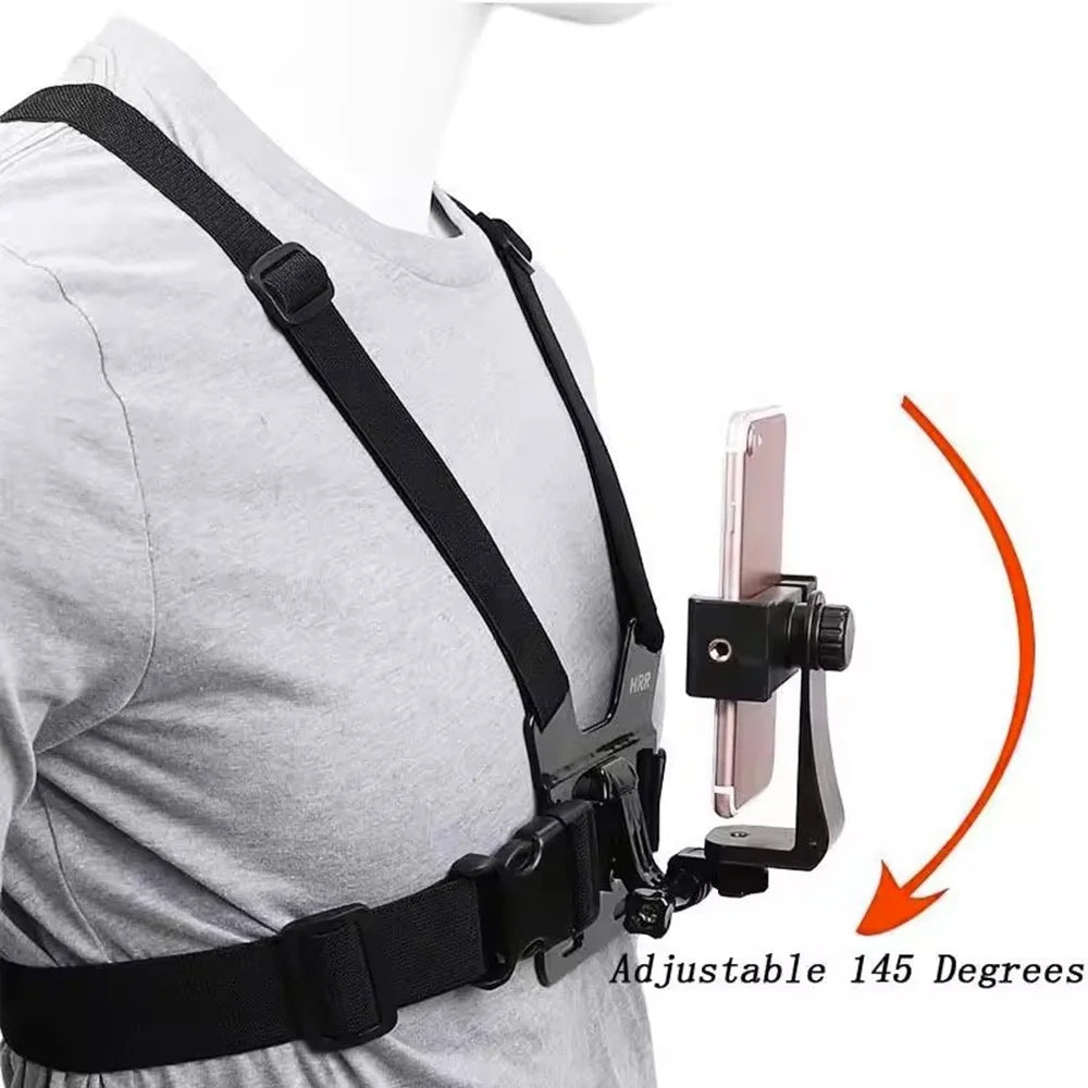 XD-27 Action Camera Mount Adjustable Chest Belt Nylon Strap with Phone Clip - 4