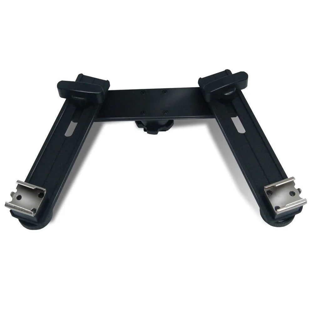 E019 Dual Hot Shoe Extension Bar Mount LED Fill Light / Flash Bracket Camera Accessories - 1