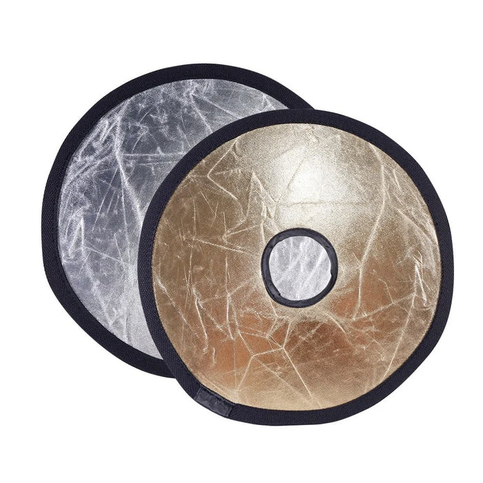 K064 2-in-1 Silver / Gold Photography Reflector Foldable Diffuser 30cm Round Hollow Center Light Reflector - 1