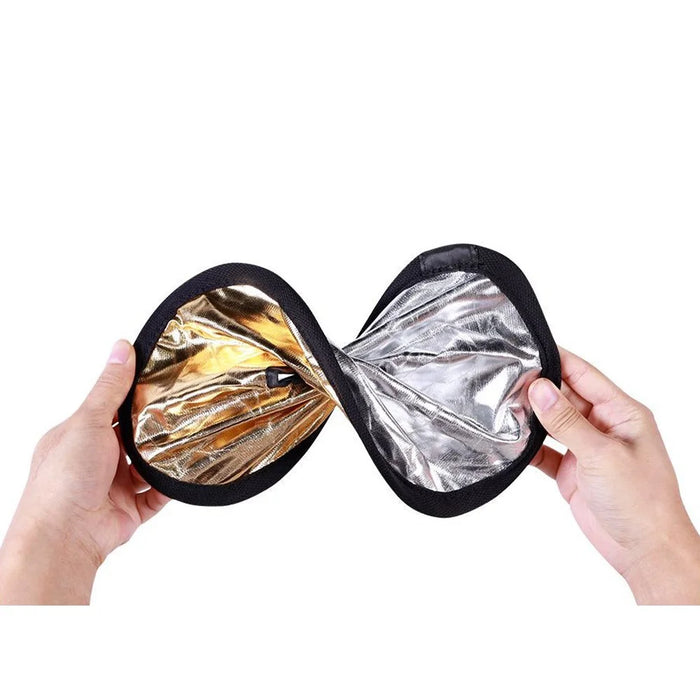 K064 2-in-1 Silver / Gold Photography Reflector Foldable Diffuser 30cm Round Hollow Center Light Reflector - 3