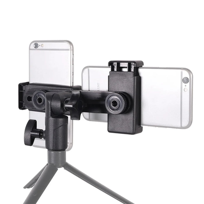 Z011 Dual Head Mobile Phone Clip 360-Degree Rotation Live Streaming Cellphone Mount Clamp - 2