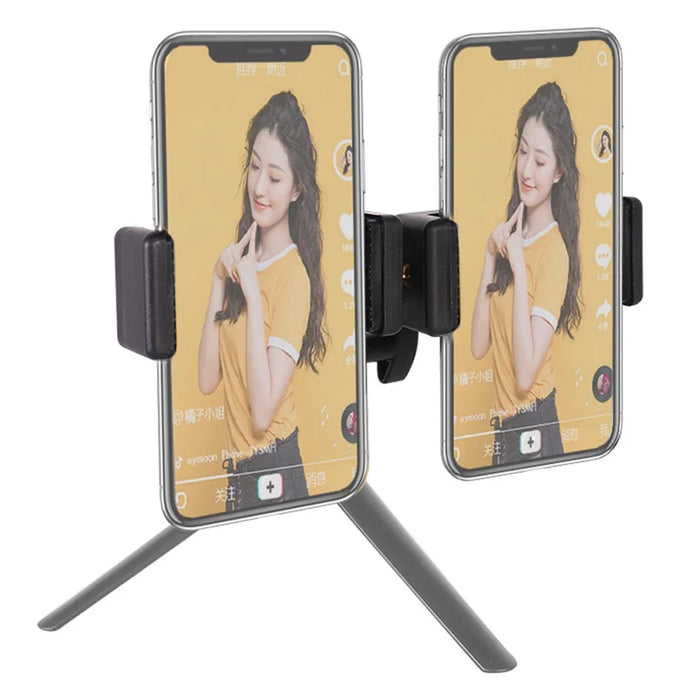 Z011 Dual Head Mobile Phone Clip 360-Degree Rotation Live Streaming Cellphone Mount Clamp - 4