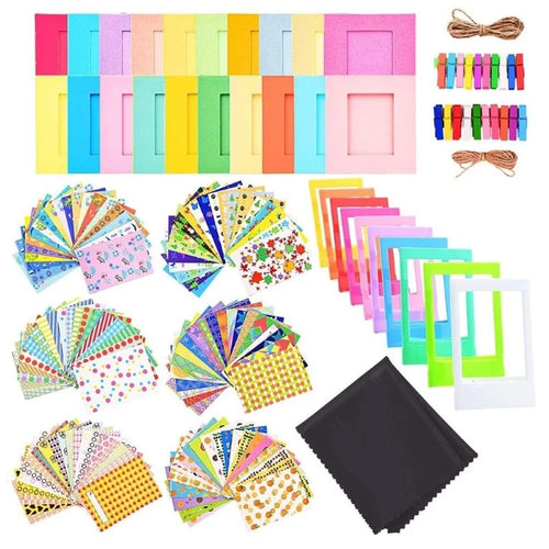 Colorful Bundle Kit Accessories Set for Fuji Instax Mini 12 11 9 8 Film Stickers+Desk Frames+Hanging Frame+Strap - 1