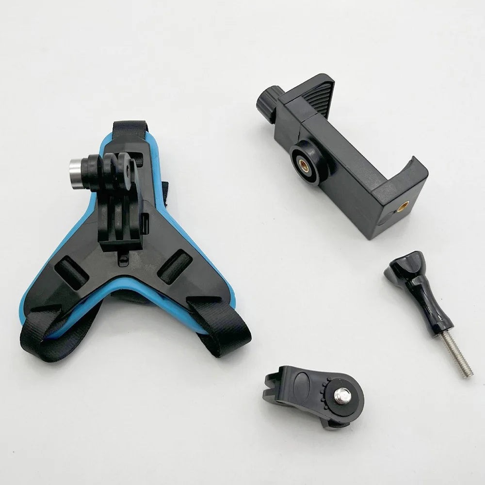 GR19 Motorcycle Helmet Mount Chin Bracket for GoPro Hero / Insta360 / SJCAM Action Cameras - Blue - 3