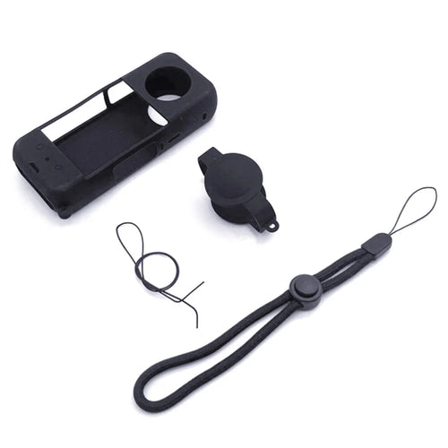 For Insta360 X3 Camera Body Silicone Cover Protective Case with Lens Guard - Black - 1