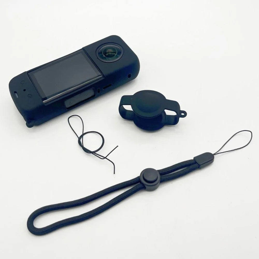For Insta360 X3 Camera Body Silicone Cover Protective Case with Lens Guard - Black - 2