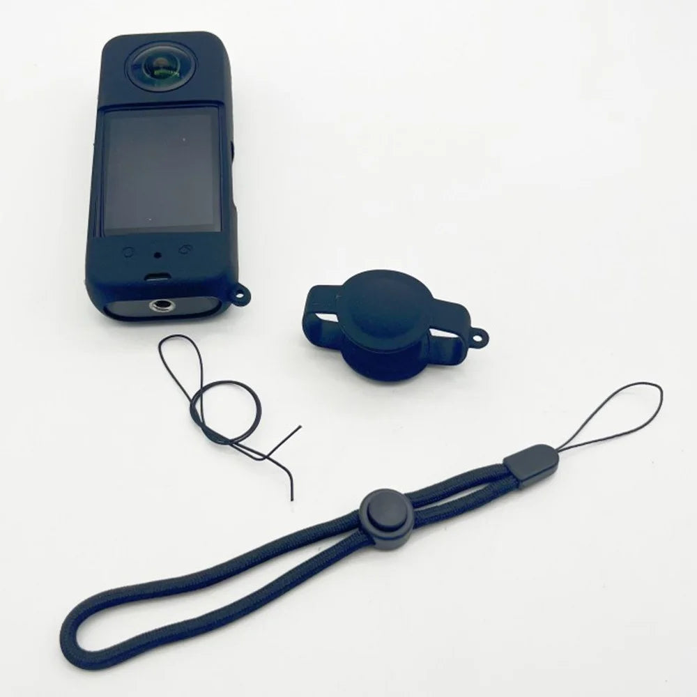 For Insta360 X3 Camera Body Silicone Cover Protective Case with Lens Guard - Black - 4