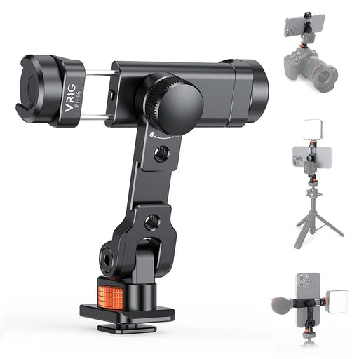 VRIG PH16 Metal Phone Clamp Tripod Mount Adapter Smartphone Clip Holder Bracket with Cold Shoe - 1