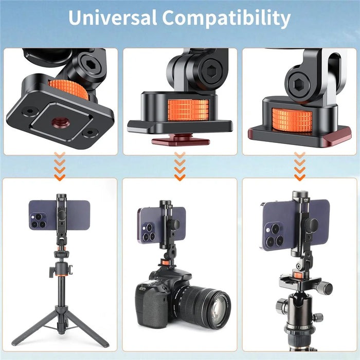 VRIG PH16 Metal Phone Clamp Tripod Mount Adapter Smartphone Clip Holder Bracket with Cold Shoe - 5