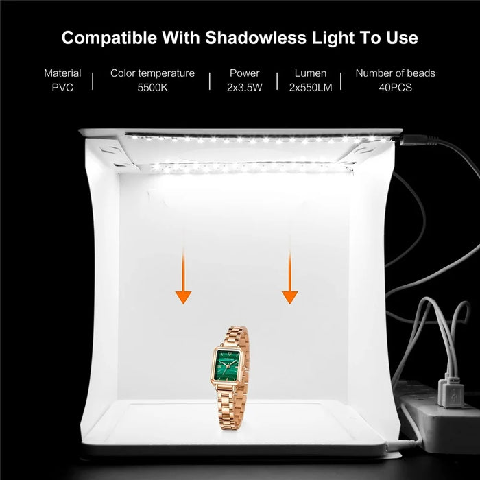 PULUZ PU5028 24cm x 23cm x 23cm Portable Folding Photo Studio 550LM LED Light Box with 1 LED Panel - 2