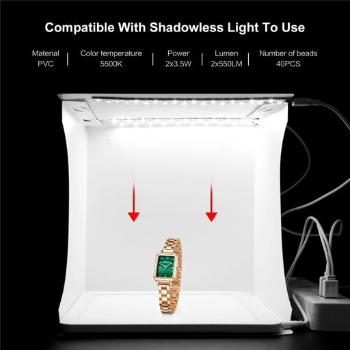 PULUZ PU5029 24cm x 23cm x 23cm Portable Folding Photo Studio LED Light Box with 2 LED Panels - 2