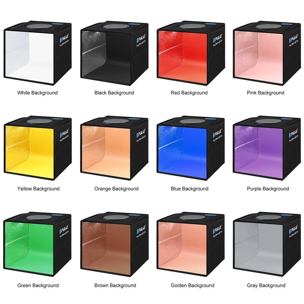 PULUZ PU5025B 25cm High CRI Ring Light Foldable LED Photo Studio Box with 12 Color Backdrops - 2