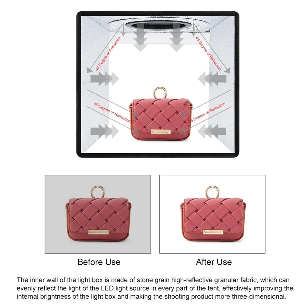 PULUZ PU5025B 25cm High CRI Ring Light Foldable LED Photo Studio Box with 12 Color Backdrops - 7