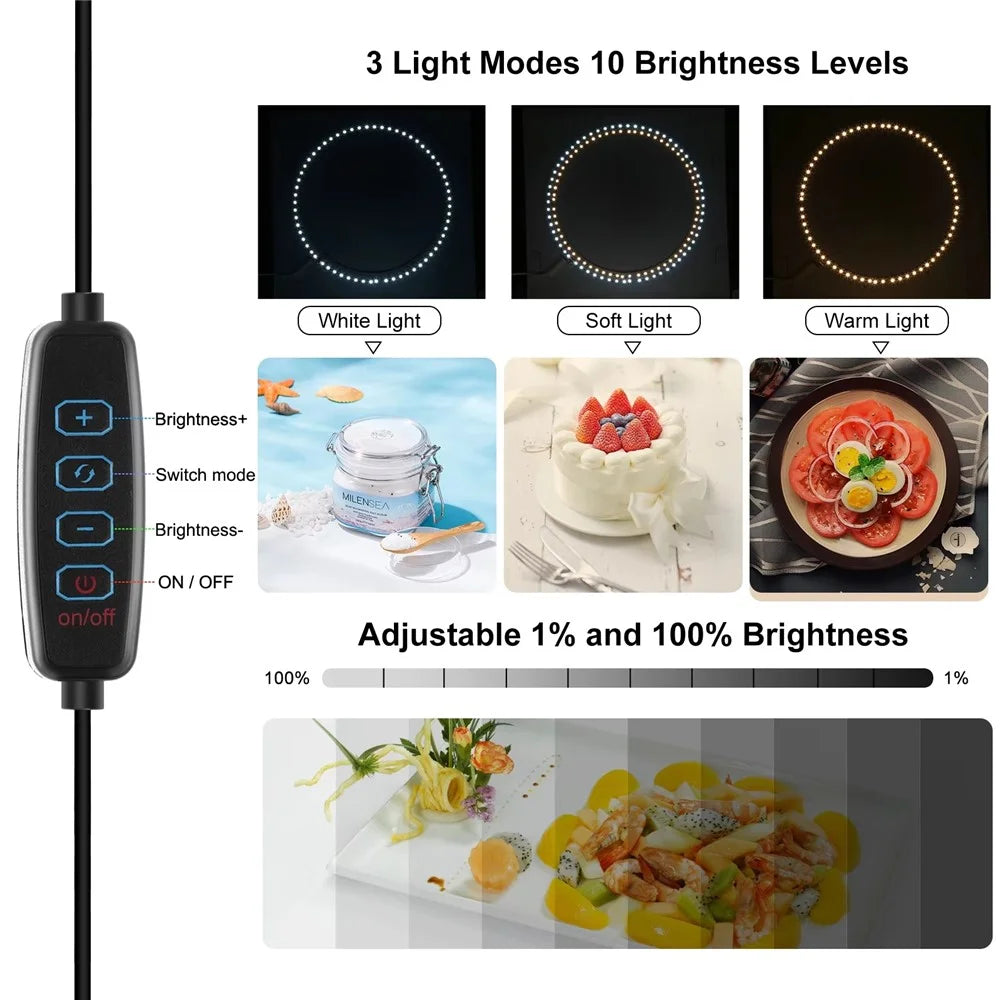 PULUZ PU5027B 25cm Foldable LED Photo Studio Box Built In 3 Color Temperatures Ring Light, with 12 Color Backdrops - 4