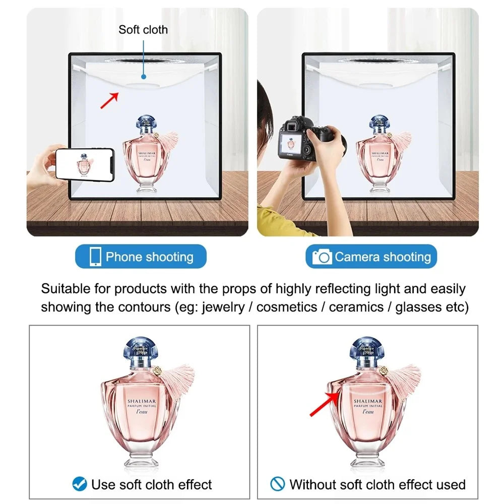 PULUZ PU5027B 25cm Foldable LED Photo Studio Box Built In 3 Color Temperatures Ring Light, with 12 Color Backdrops - 6