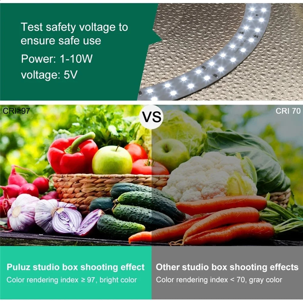 PULUZ PU5032 30cm Portable Folding Photo Studio Box with High CRI LED Ring Light and 6 Color Backdrops - 5
