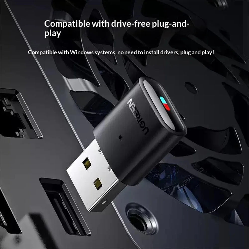 UGREEN CM408 Bluetooth-compatible 5.0 USB Adapter for PS4 Pro  /  PS5  /  Nintendo Switch  /  PC Wireless Headphones Speaker Audio Transmitter - 5