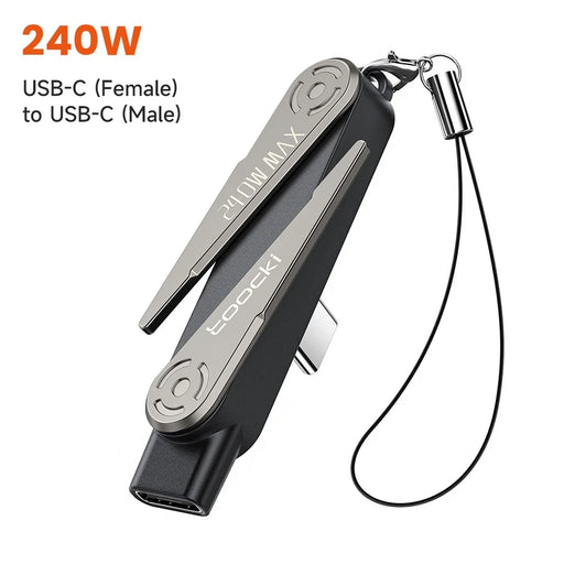 TOOCKI TX125 USB-C Female to USB-C Male Elbow 240W Fast Charging Data Cable with Foldable Stand for Gaming - 2