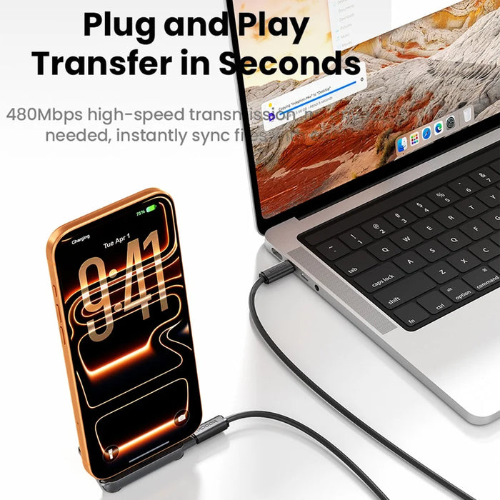 TOOCKI TX125 USB-C Female to USB-C Male Elbow 240W Fast Charging Data Cable with Foldable Stand for Gaming - 4