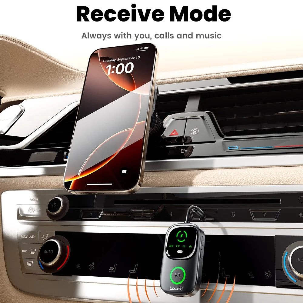 TOOCKI BT05 2 in 1 Bluetooth-compatible Audio Receiver Transmitter 3.5mm V5.4 Dual Mode Audio Adapter for Car TV - 4