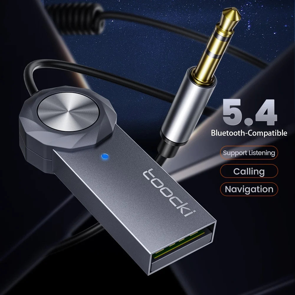 TOOCKI TQ-BT02 Car AUX Bluetooth-compatible Adapter 5.4 3.5mm USB Audio Receiver for Car Speaker - 3