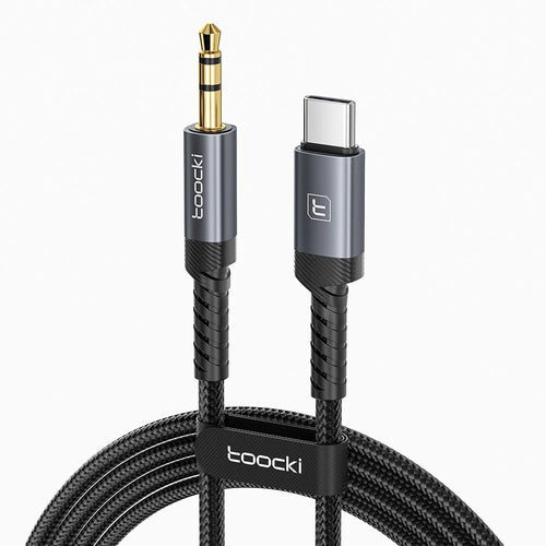 TOOCKI TQ-YP09C 1m Audio Cable DAC Chip HiFi Sound USB-C Male to 3.5mm Male Aux Cable for Headphones Speakers - 1